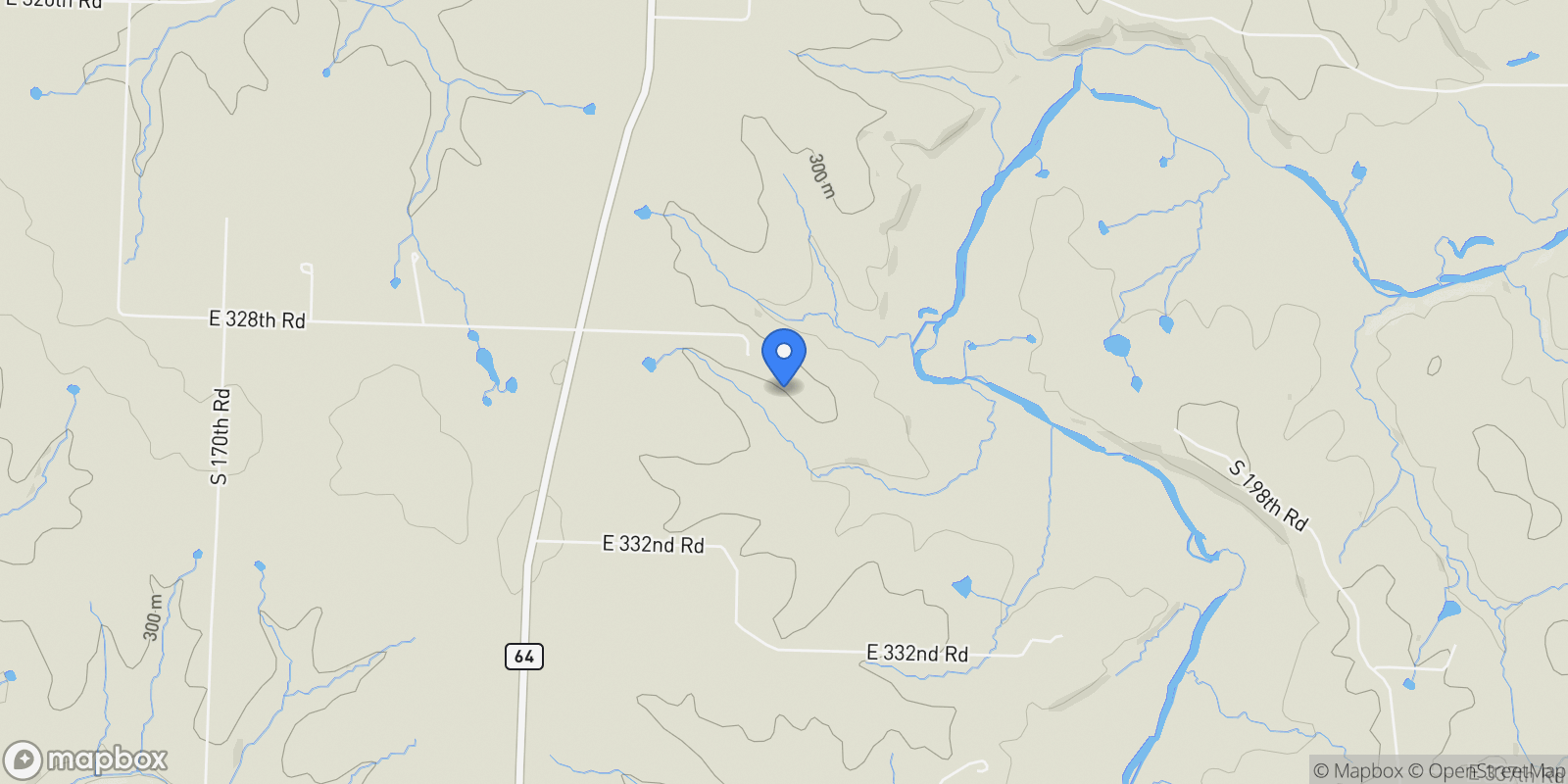 Map showing 1898 E 332nd Road, Polk, MO 65727, Bolivar, Missouri, United States.
