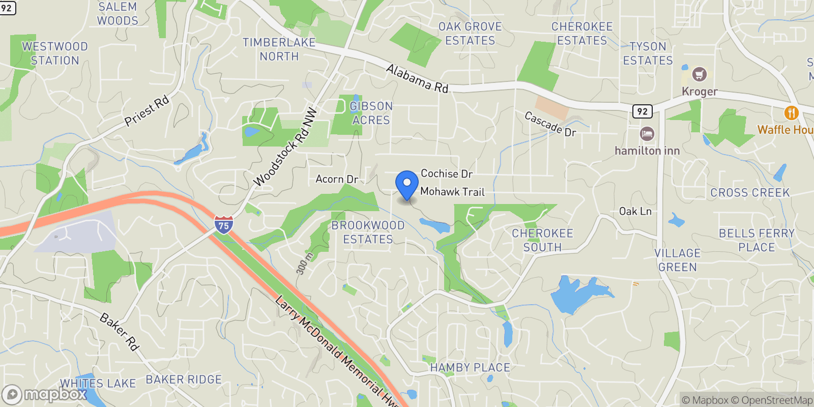 Map showing Acworth, Georgia, United States.