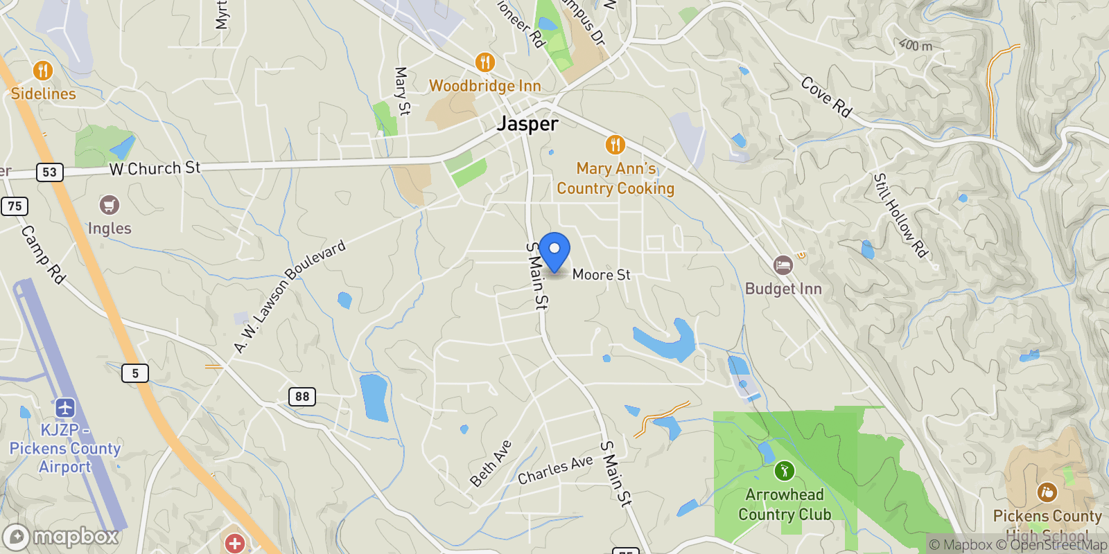 Map showing Jasper, Georgia, United States.
