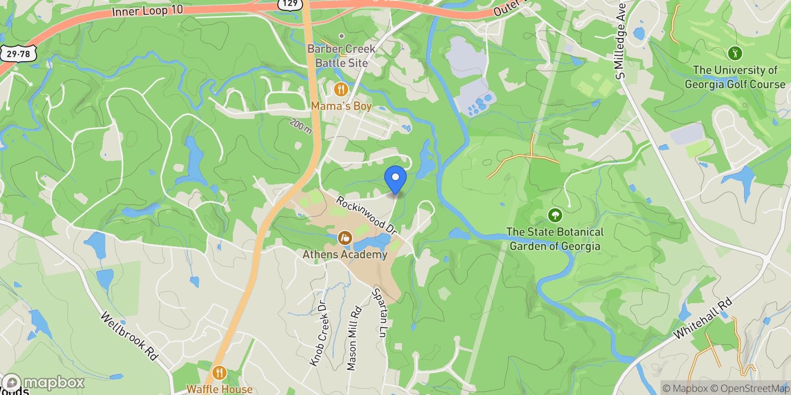 Map showing 1391 Ivywood Drive, Athens, GA 30606, Bogart, Georgia, United States.