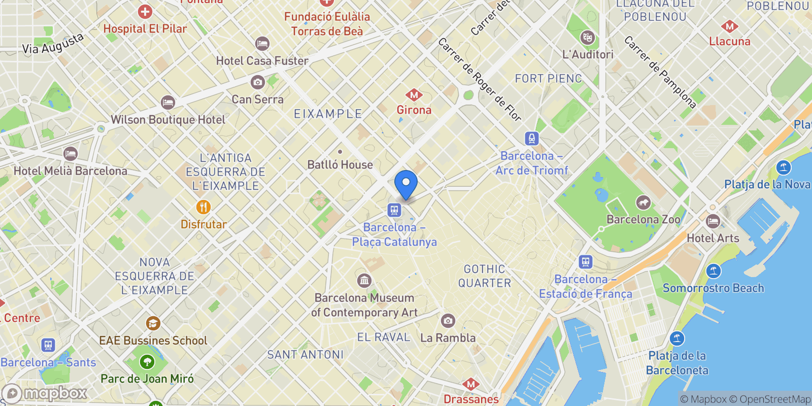 Map showing Pg. de Gràcia, Barcelona, Spain, Eixample, Barcelona, Spain.