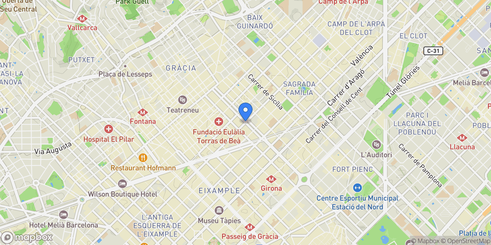 Map showing Pg. de St. Joan, 08037 Barcelona, Spain, Gracia, Barcelona, Spain.