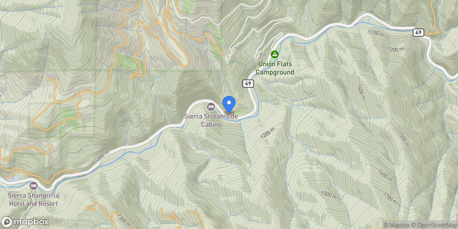 Map showing 21791 Highway 49, Downieville, California, United States.