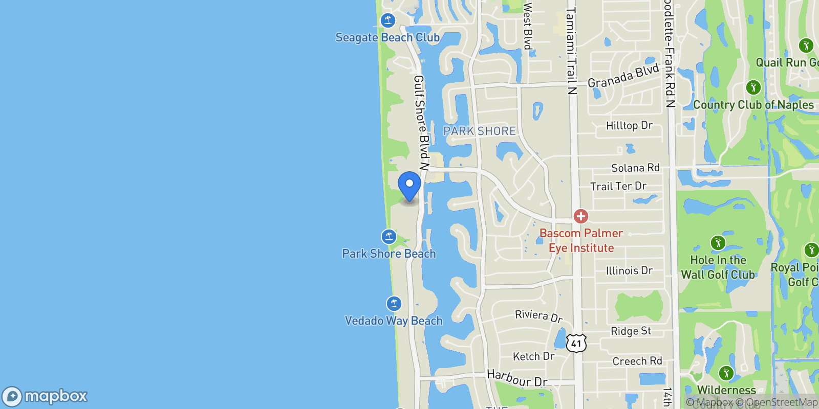 Map showing 4021 Gulf Shore BLVD N, #1006, Naples, FL, 34103, USA, Naples, Florida, United States.