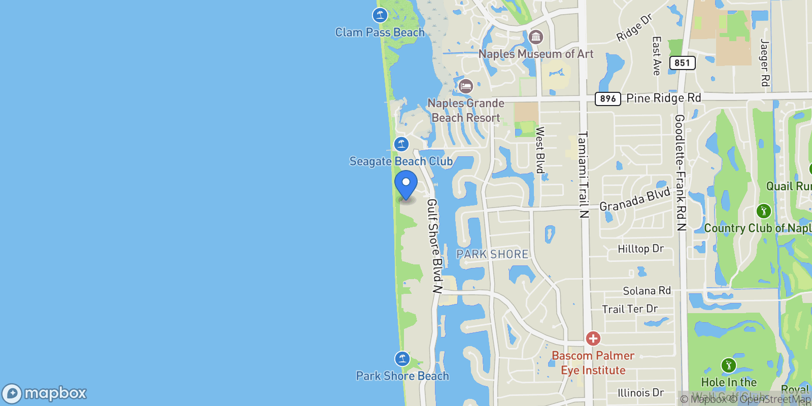 Map showing 4601 Gulf Shore BLVD N, #17, Naples, FL, 34103, USA, Naples, Florida, United States.
