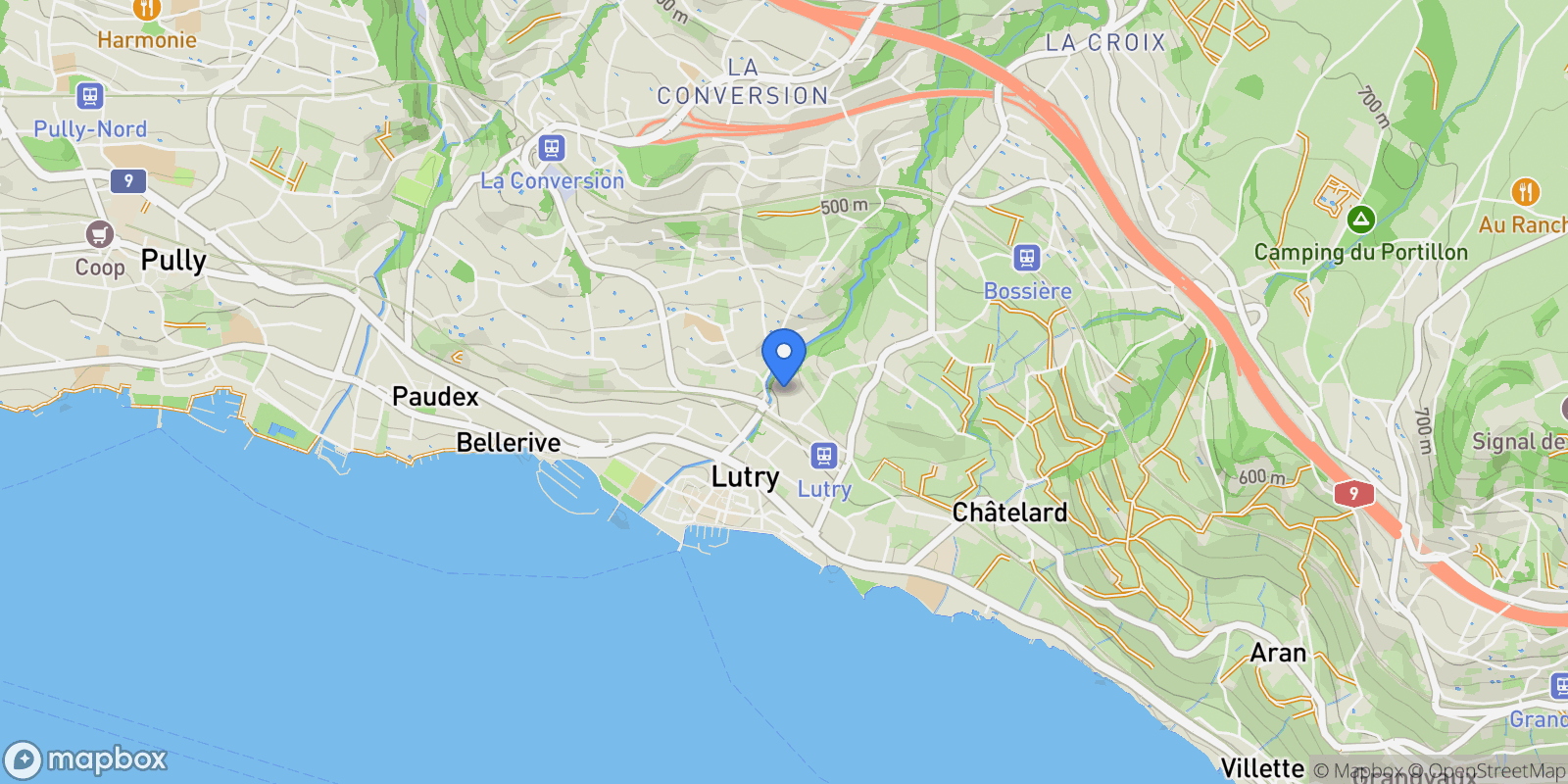 Map showing Lutry, VD 1095, Lutry, Vaud, Switzerland.
