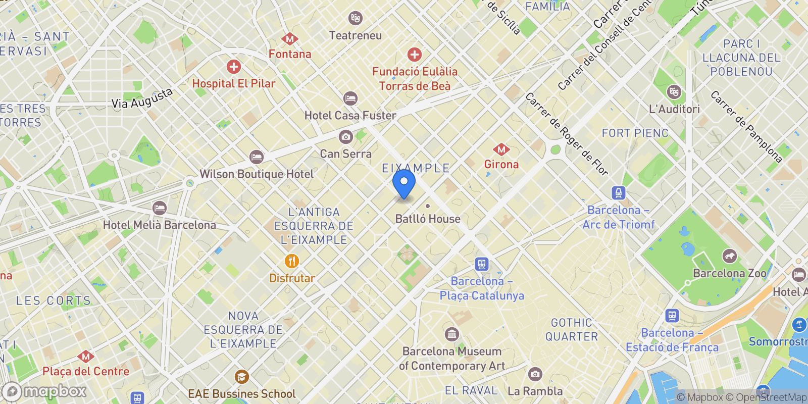 Map showing Rambla de Catalunya, Eixample, Barcelona, Spain, Eixample, Barcelona, Spain.