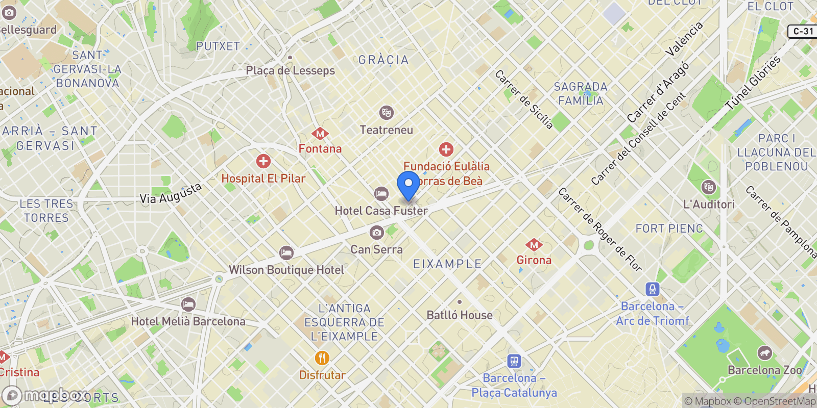 Map showing Carrer de Còrsega, 331, Gràcia, 08037 Barcelona, Spain, Gracia, Barcelona, Spain.