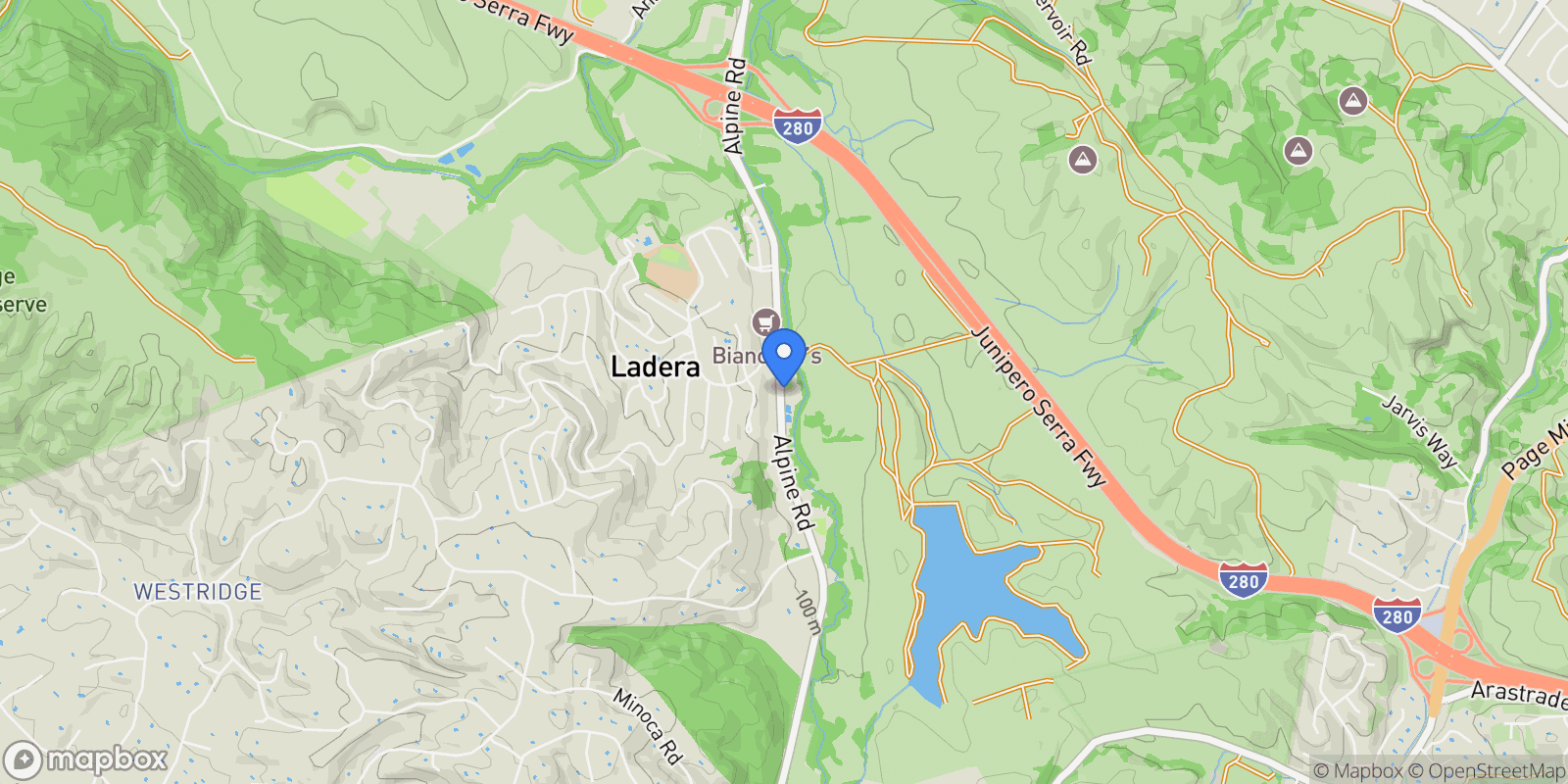Map showing 3343 Alpine Road, Portola Valley, California, United States.