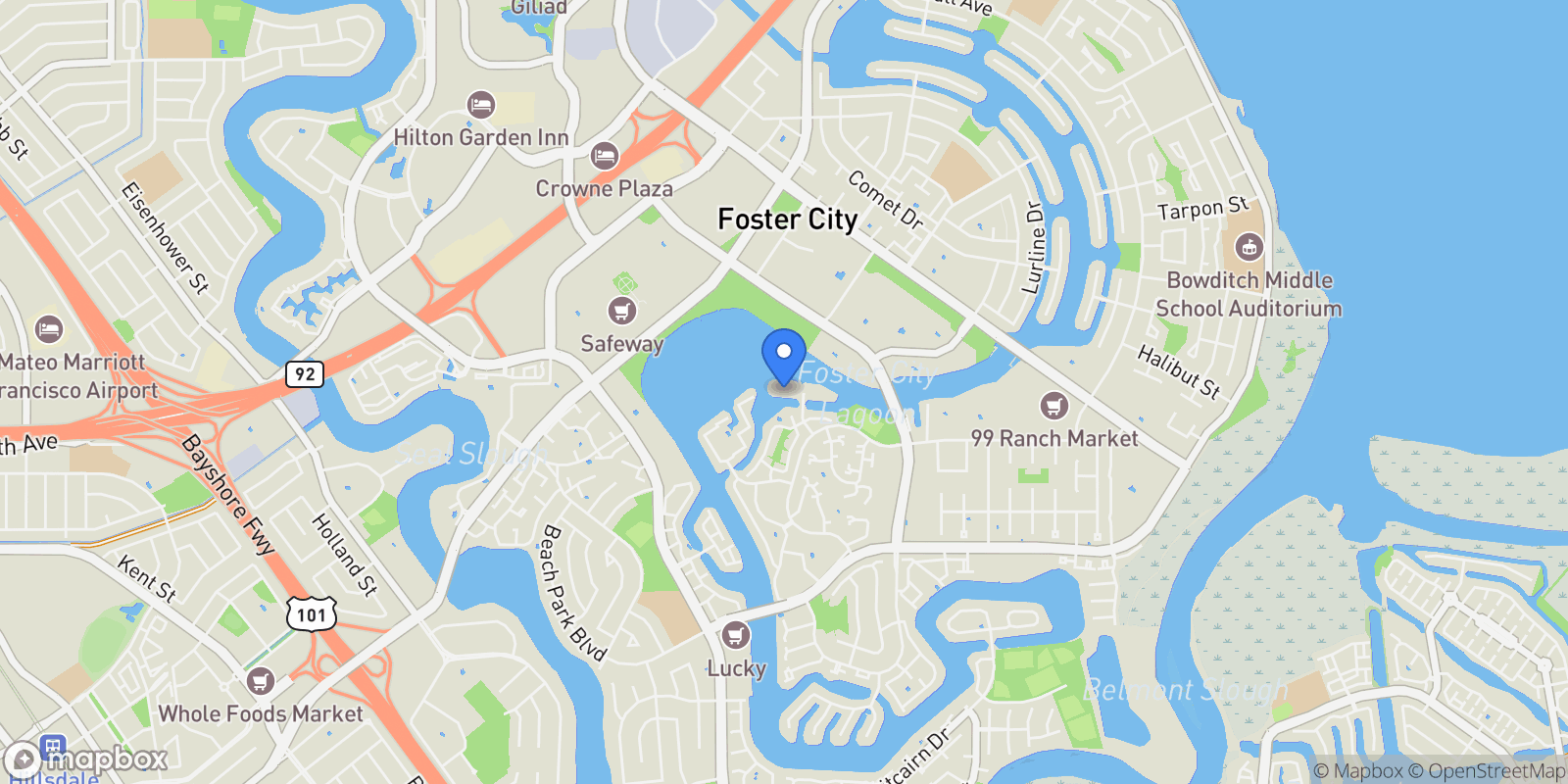Map showing 926 Lido Lane, San Mateo, California, United States.