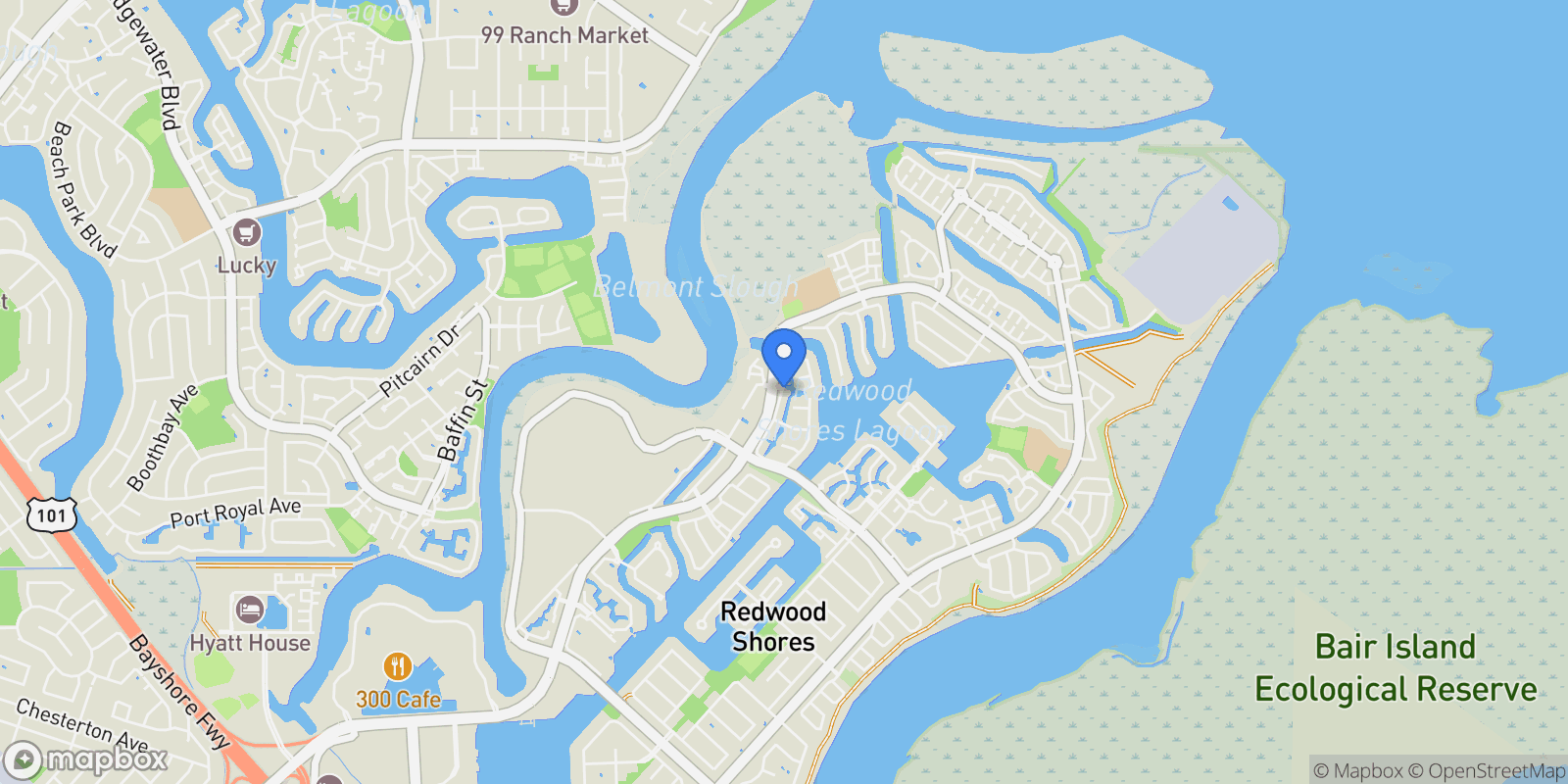 Map showing 816 Corriente Point Drive, Redwood City, California, United States.