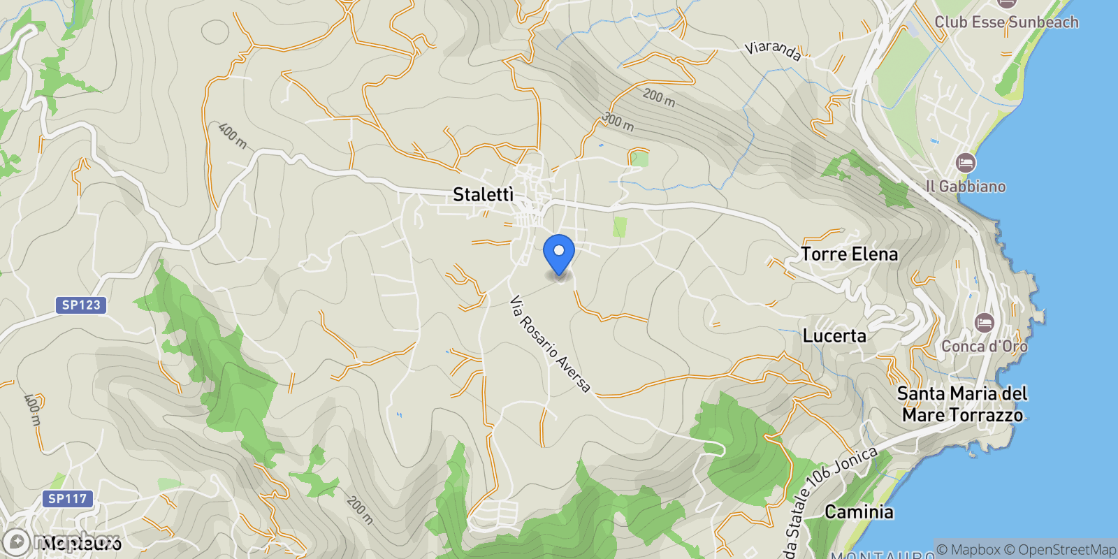 Map showing Versante Jonico-Fossa del Lupo Stalettì Canalicchio 9, Stalettì, Calabria, Italy.