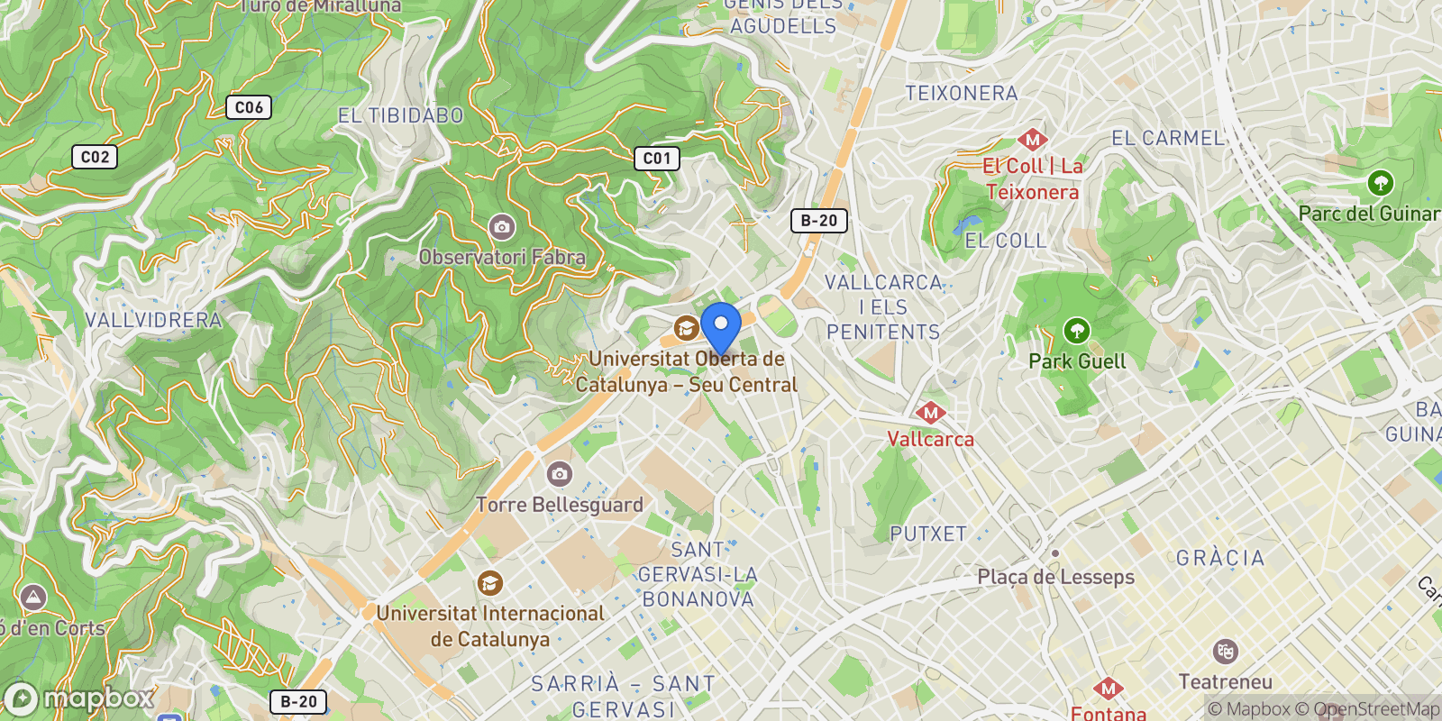 Map showing Av. del Tibidabo, Sarrià-Sant Gervasi, Barcelona, Spain, Sarria - Sant Gervasi, Barcelona, Spain.