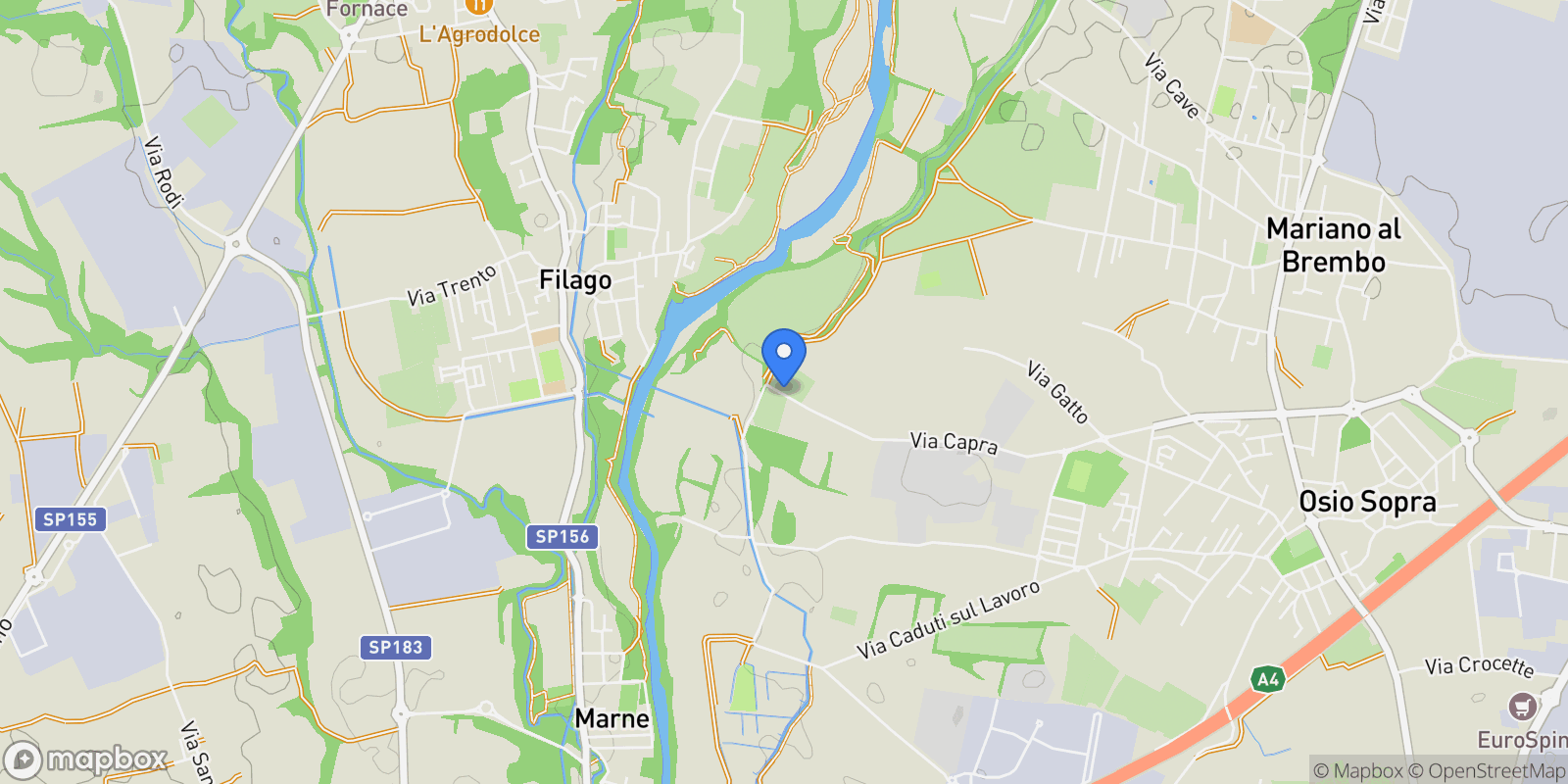 Map showing Alta Pianura Bergamasca Osio Sopra Capra 16, Cascina Capra, Lombardy, Italy.