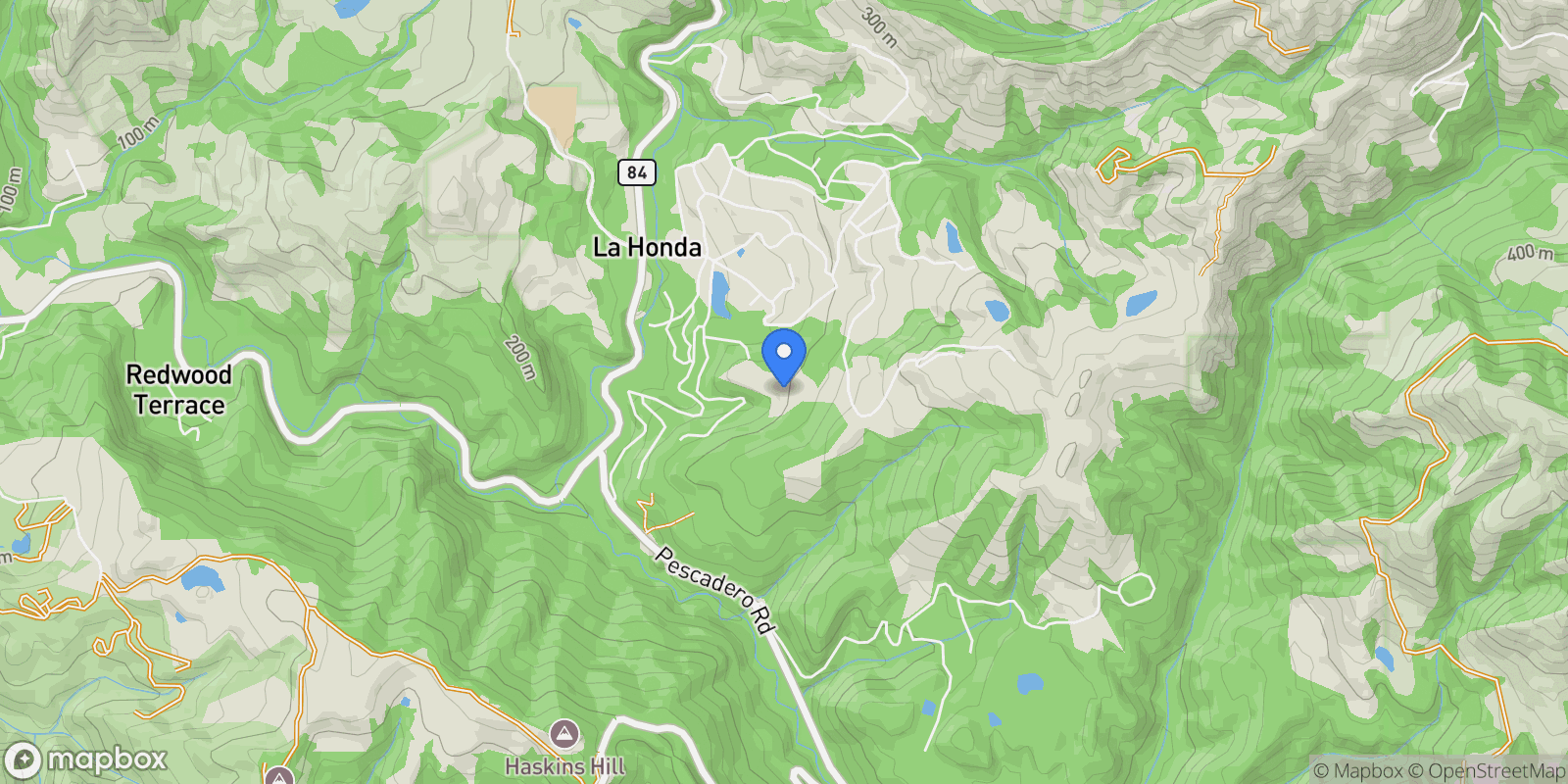 Map showing 60 Fernwood Drive, La Honda, California, United States.
