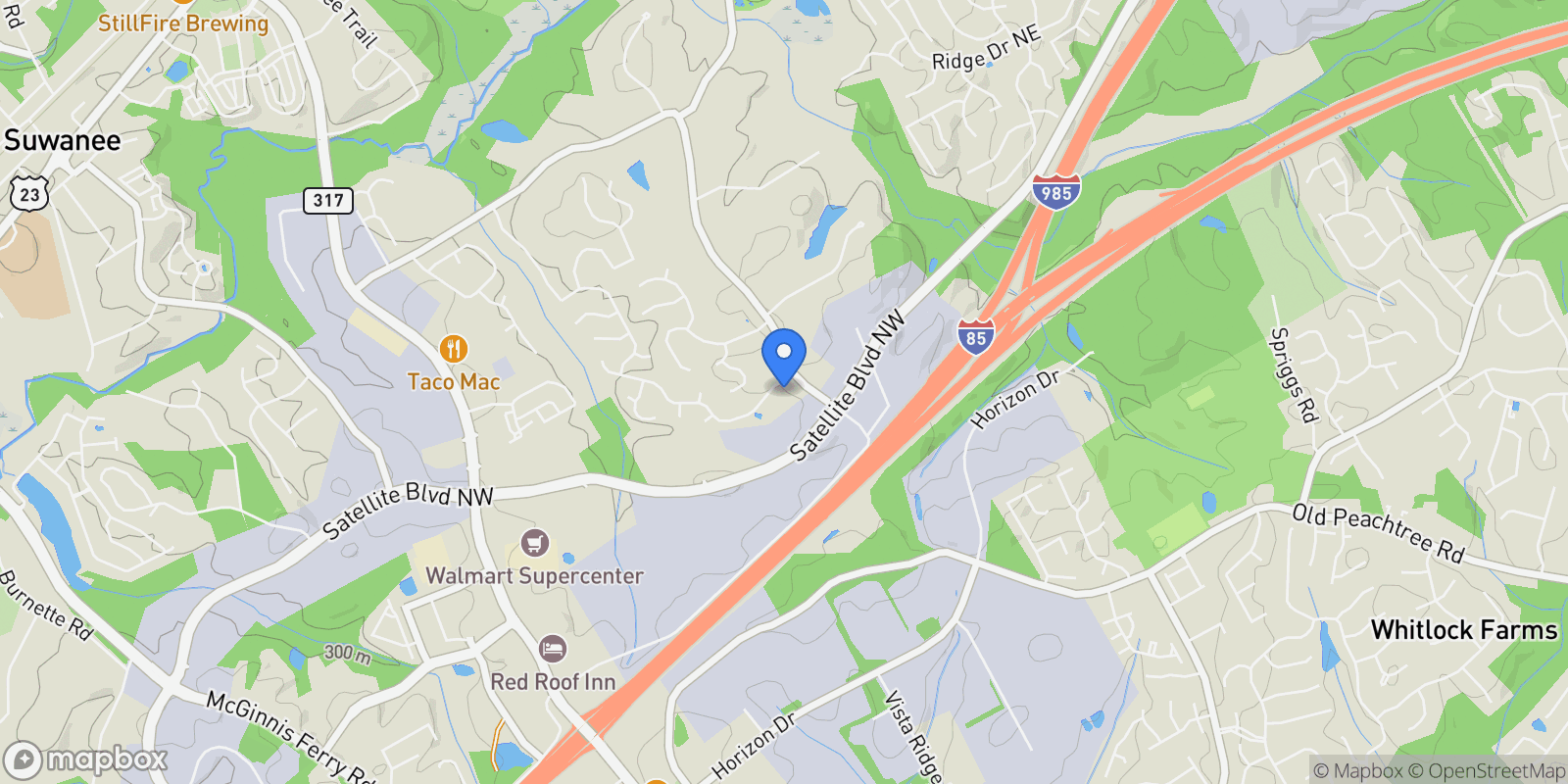 Map showing Suwanee, Georgia, United States.