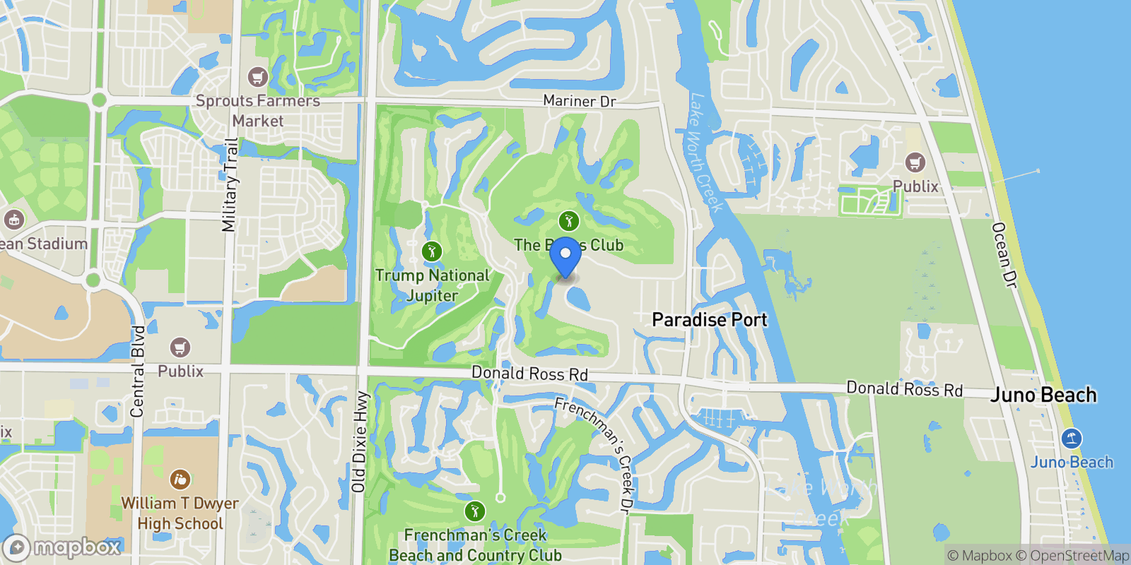 Map showing 146 Bears Club Drive, Jupiter, FL, 33477, USA, Jupiter, Florida, United States.