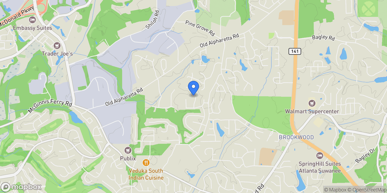 Map showing Alpharetta, Georgia, United States.