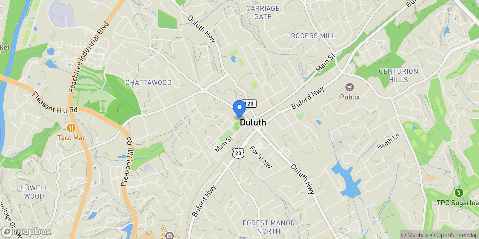 Map showing Duluth, Georgia, United States.
