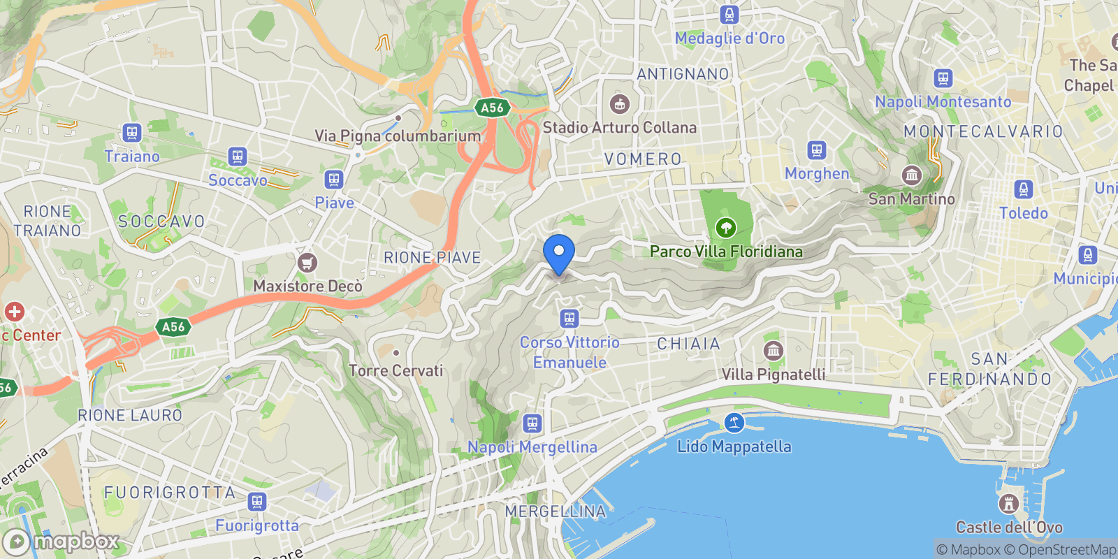 Map showing Napoli Napoli Torquato Tasso 0, Naples, Campania, Italy.