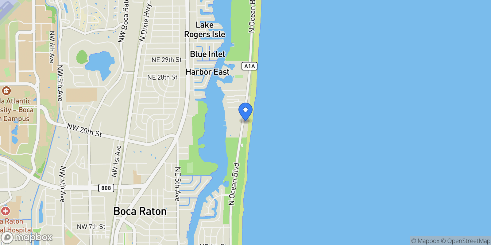 Map showing 2070 N Ocean Boulevard, #Ph4, Boca Raton, FL, 33431, USA, Boca Raton, Florida, United States.