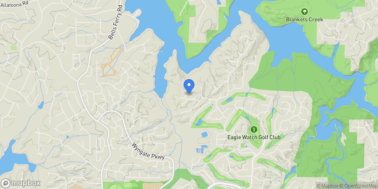 Map showing Woodstock, Georgia, United States.