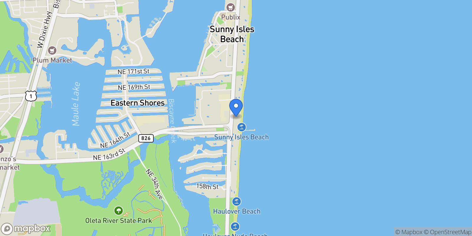 Map showing 16711 Collins Avenue, #1906, Sunny Isles Beach, FL, 33160, USA, Golden Beach, Florida, United States.