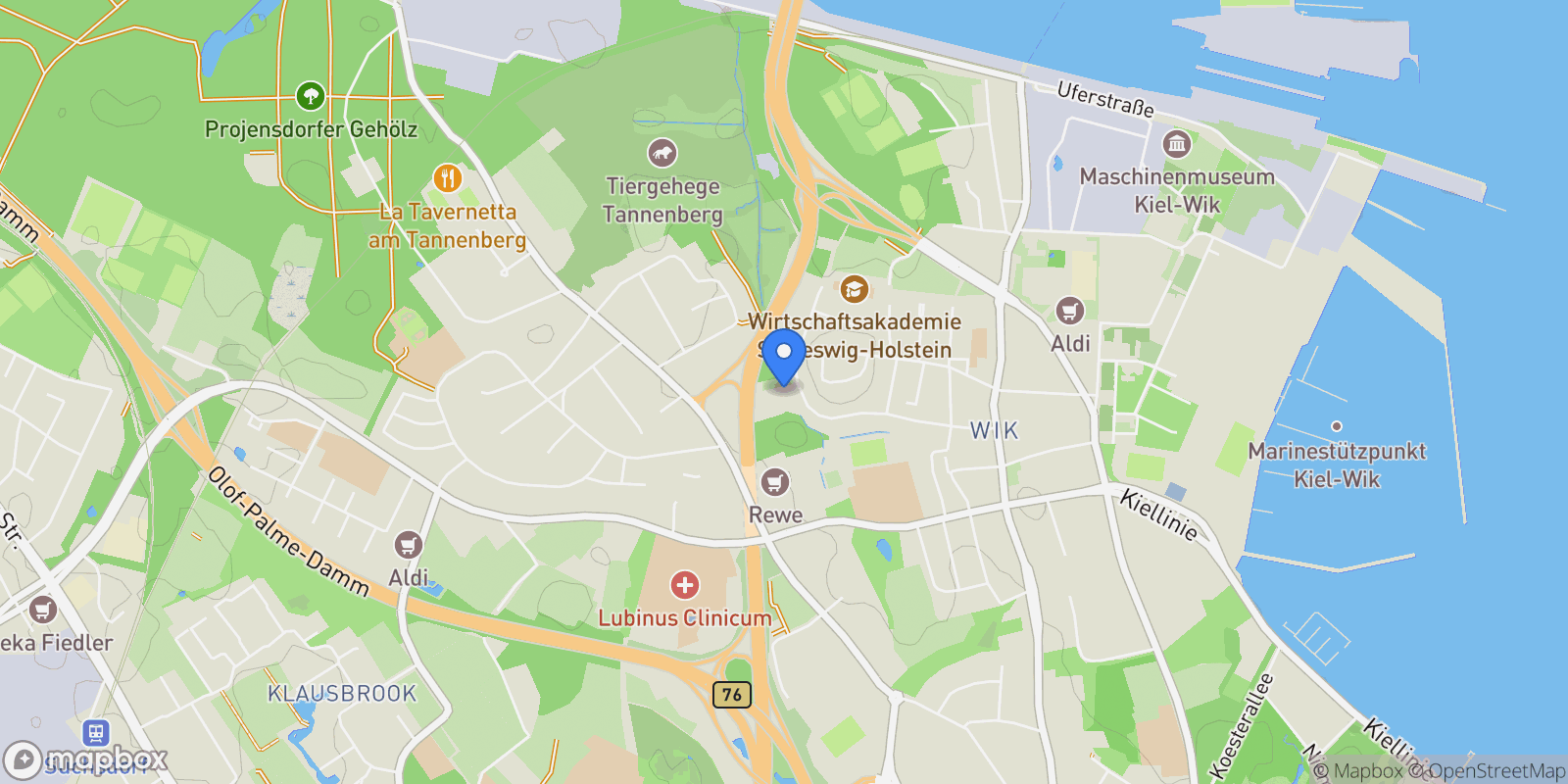 Map showing Kiel, Schleswig-Holstein, Germany.