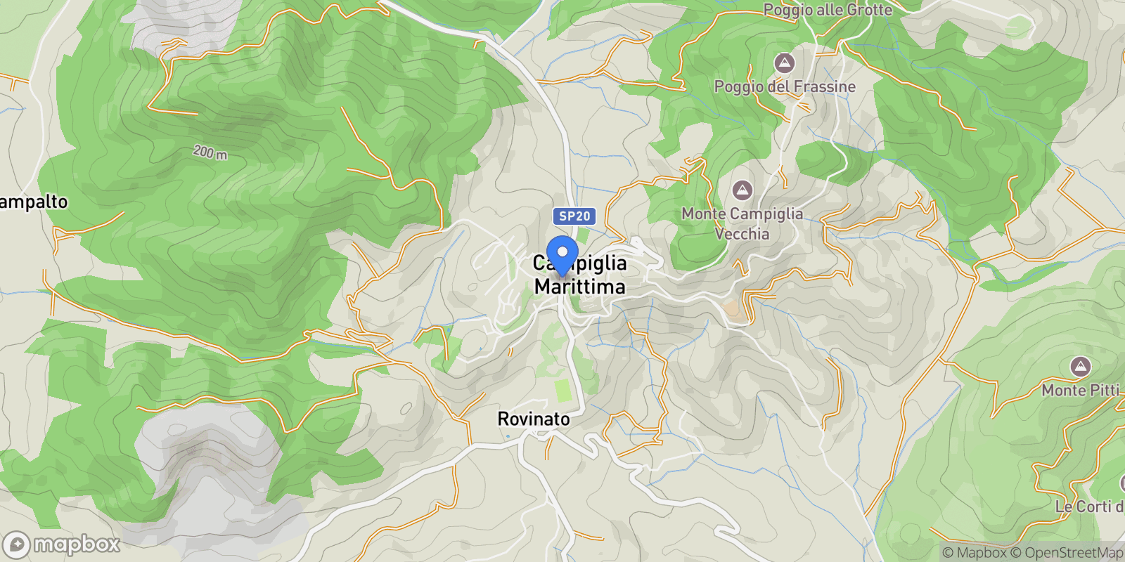 Map showing Livorno, Campiglia Marittima, Tuscany, Italy.