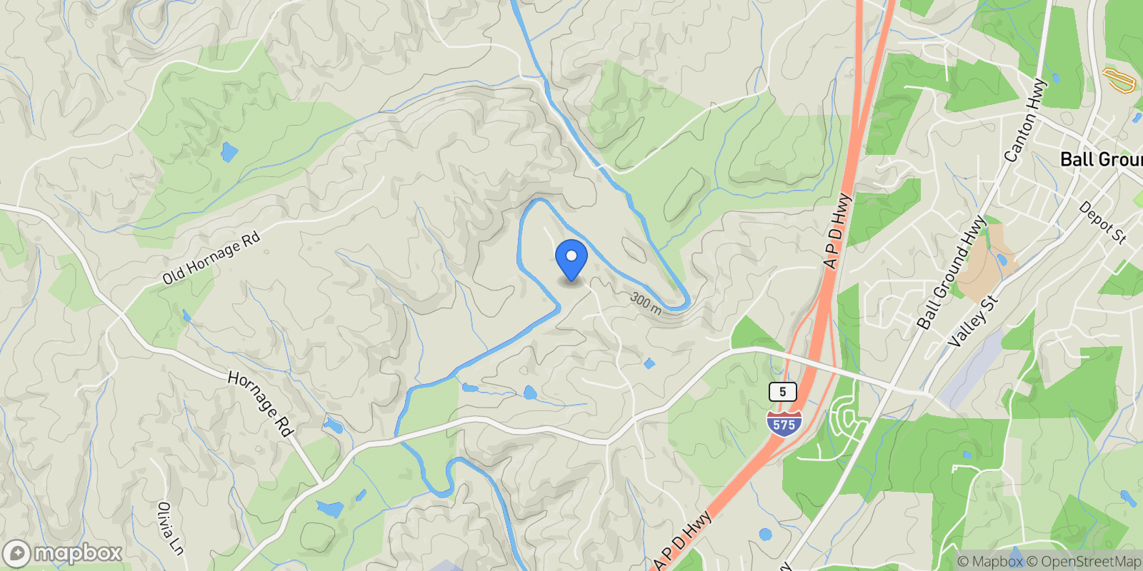 Map showing Ball Ground, Georgia, United States.