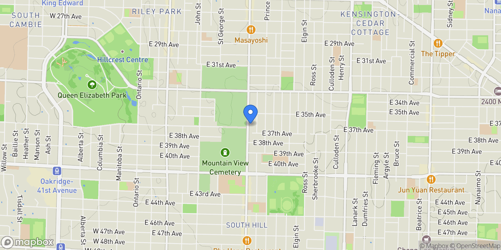 Map showing 5304 Fraser Street, Vancouver, BC V5W 2Y9, Vancouver, British Columbia, Canada.