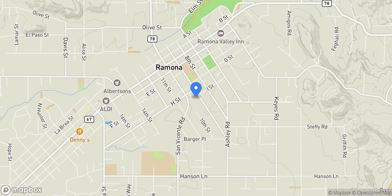 Map showing 915 9TH ST, Ramona, CA 92065, Ramona, California, United States.