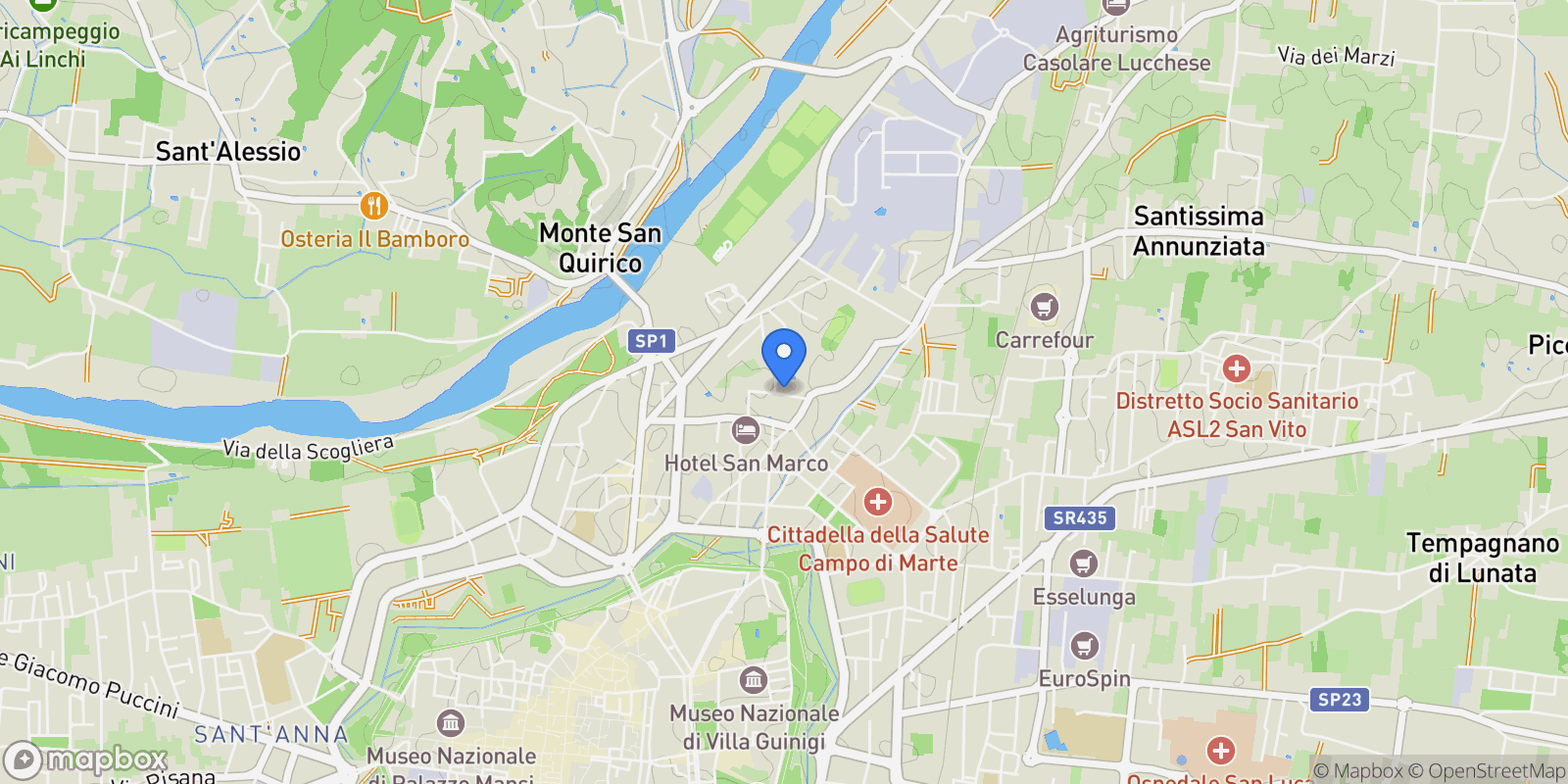 Map showing Lucca, Lucca, Tuscany, Italy.