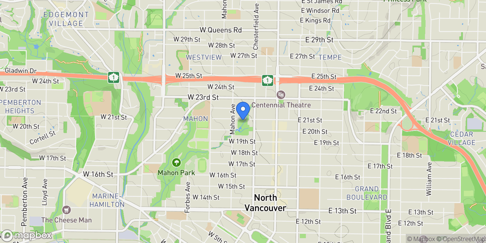 Map showing 260 W 21st Street, North Vancouver, BC V7M 1Z4, North Vancouver, British Columbia, Canada.