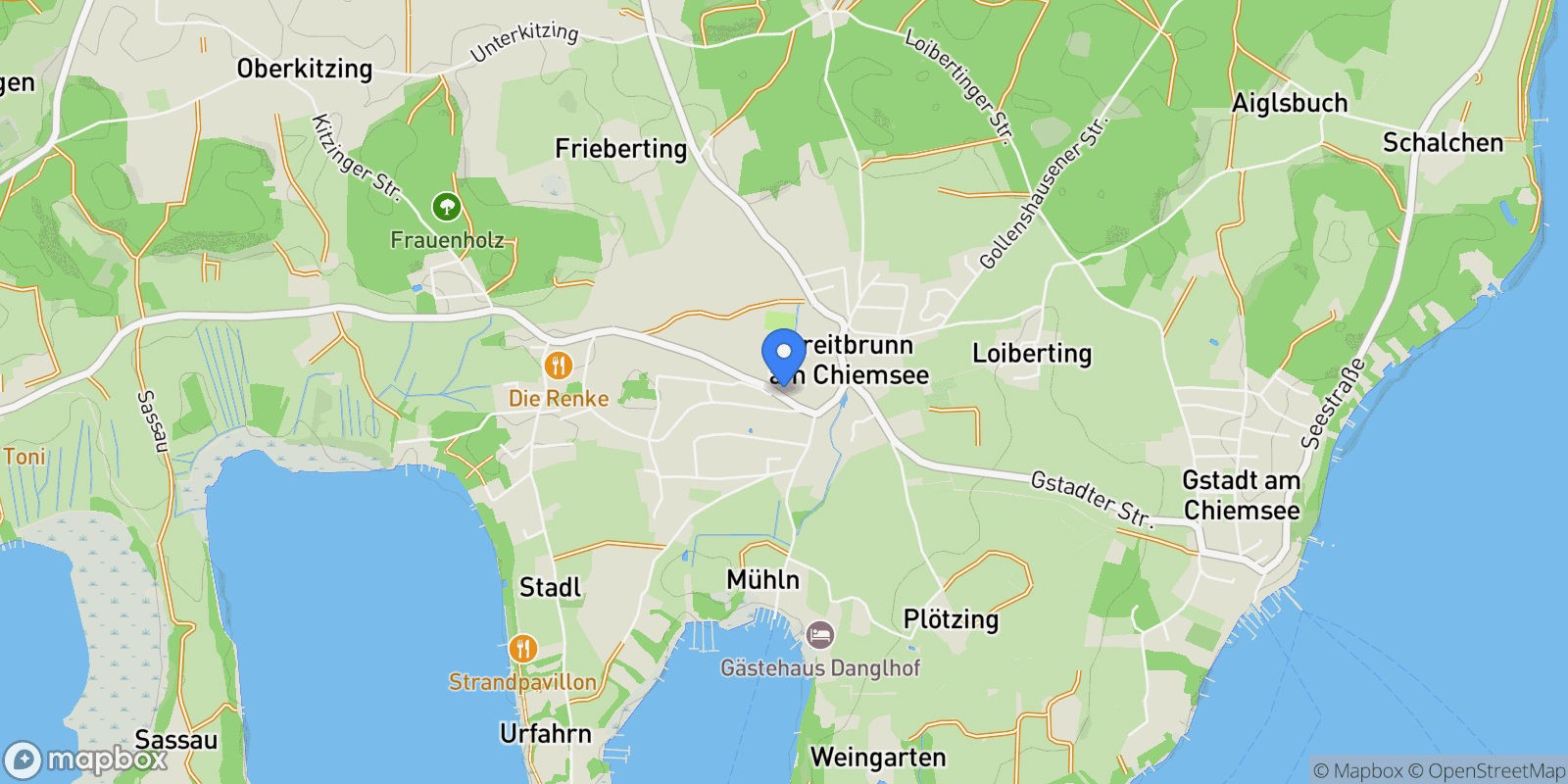 Map showing Breitbrunn am Chiemsee, Bavaria, Germany.