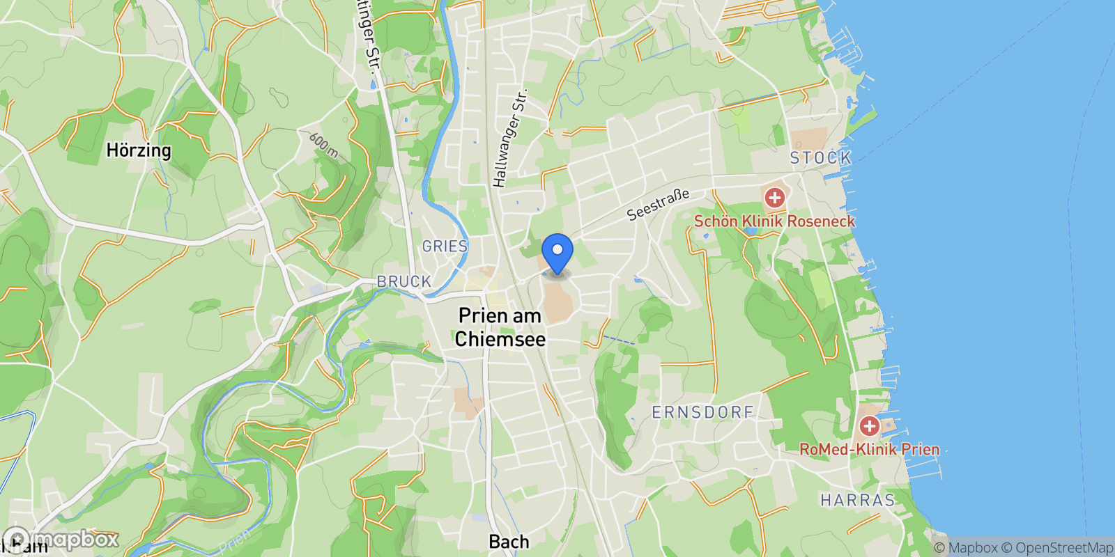 Map showing Prien am Chiemsee, Bavaria, Germany.