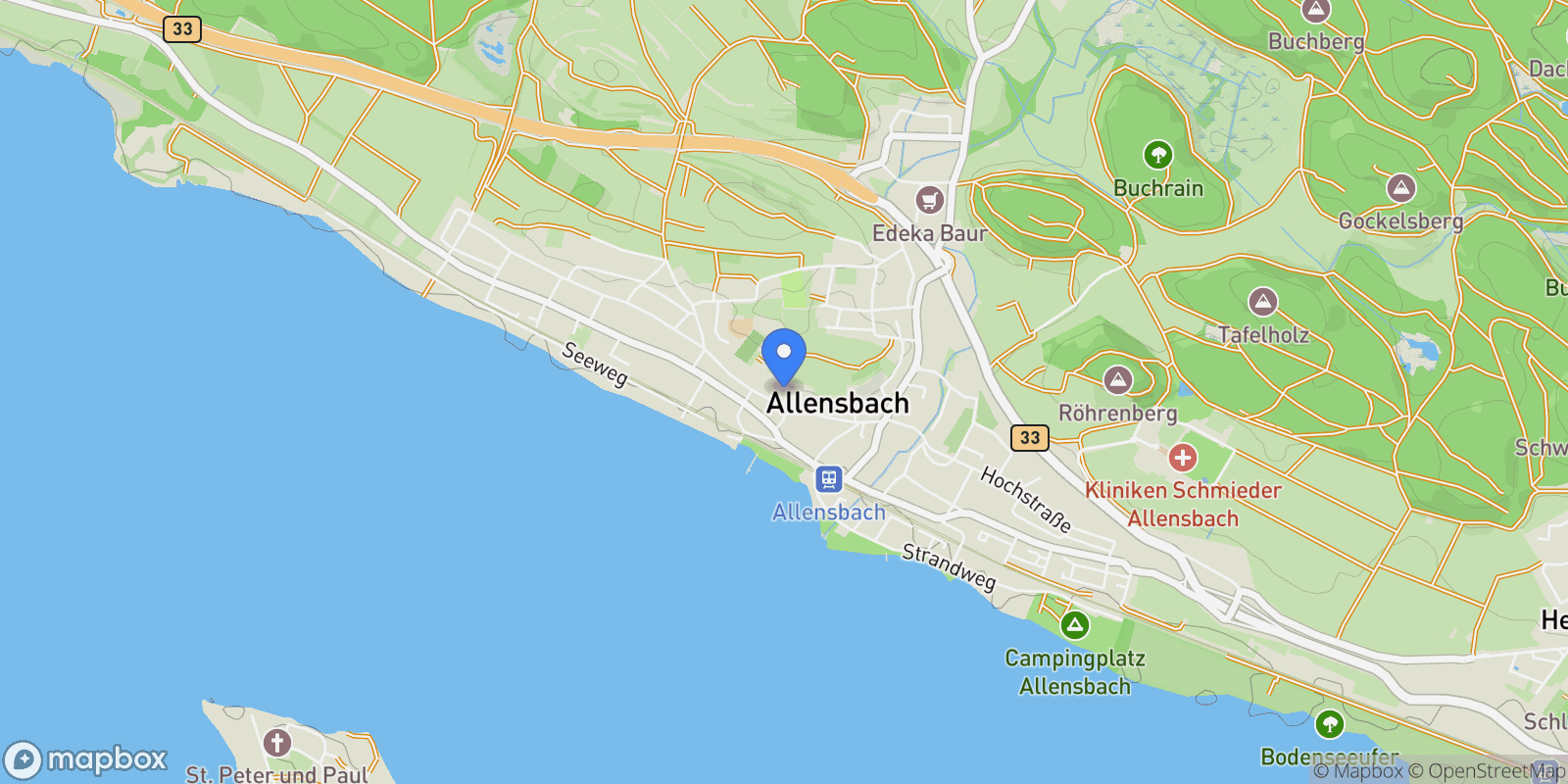 Map showing Allensbach, Baden-Württemberg, Germany.