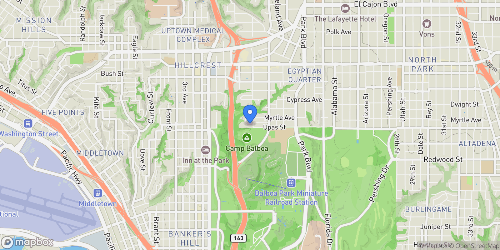 Map showing 1010 Myrtle Way, San Diego, CA 92103, San Diego, California, United States.
