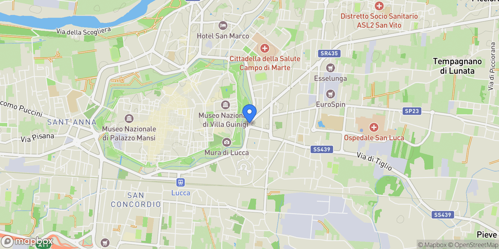 Map showing Lucca, Tuscany, Italy.