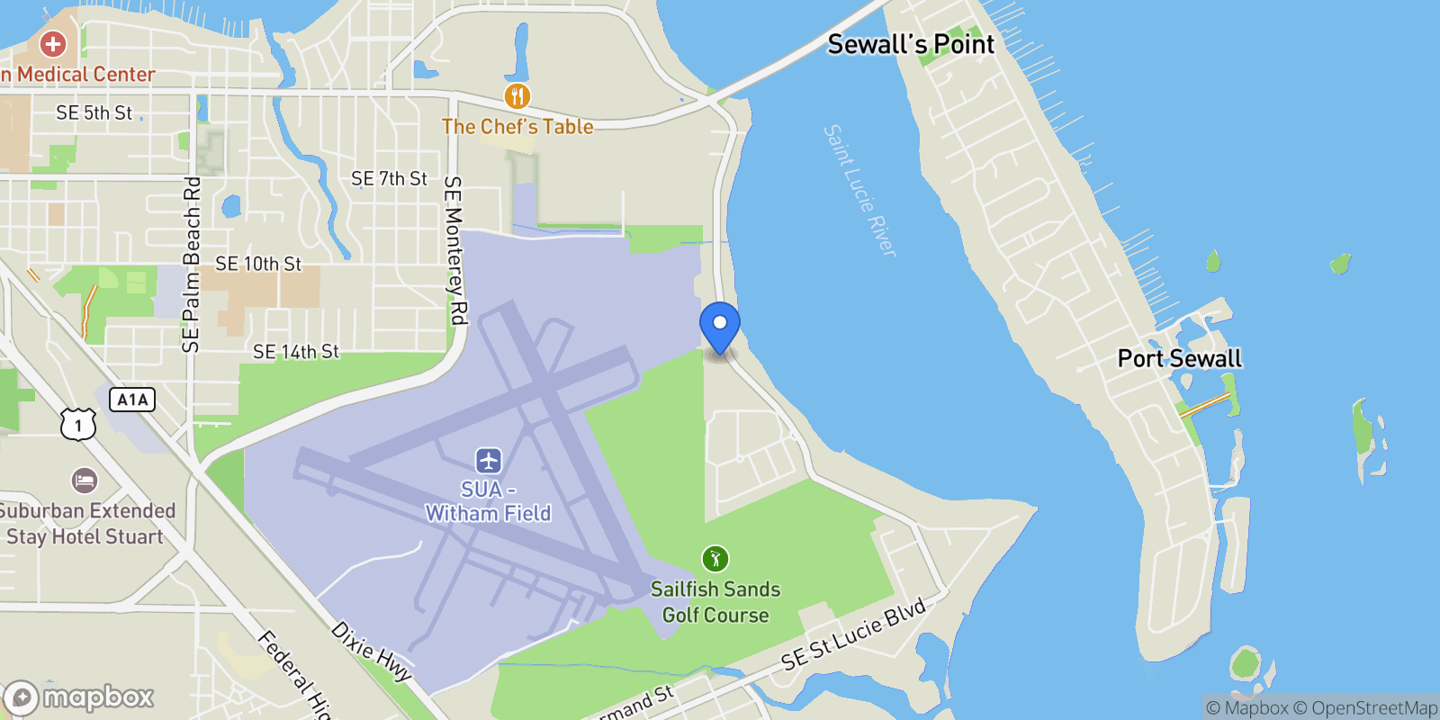 Map showing 1544 SE Saint Lucie Boulevard, Stuart, FL, 34996, USA, Stuart, Florida, United States.