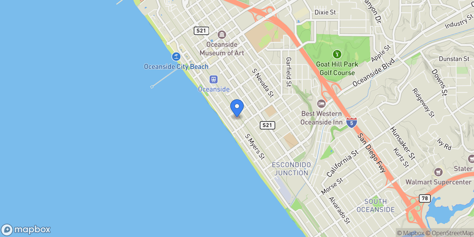 Map showing 622 S Myers Street, Oceanside, CA 92054, Oceanside, California, United States.