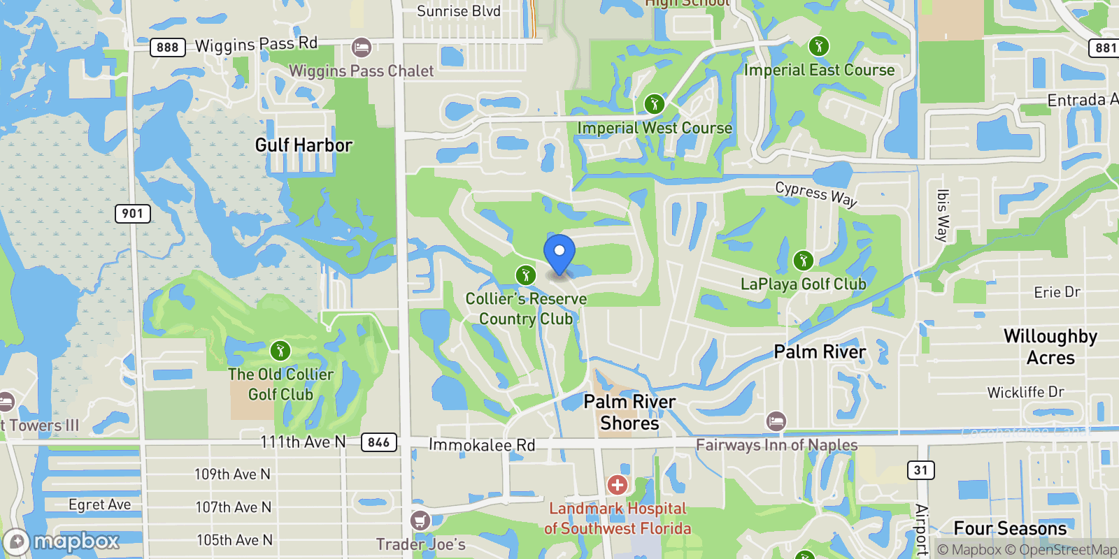 Map showing 1252 POCANTICO LN, Naples, FL, 34110, USA, Naples, Florida, United States.