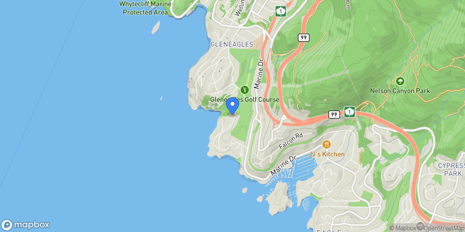 Map showing 6154 Gleneagles Drive, West Vancouver, BC V7W 1W3, West Vancouver, British Columbia, Canada.
