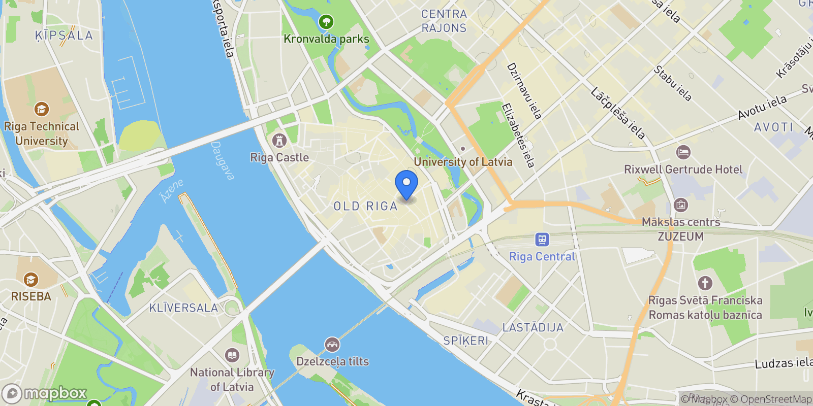 Map showing Teātra iela 2, Rīga, Ādažu pag., Riga, Latvia.