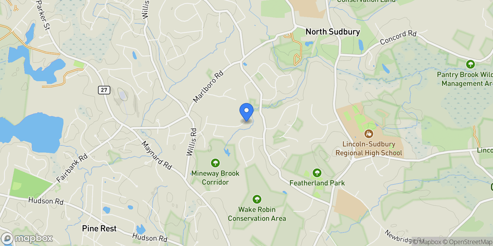 Map showing 63 Canterbury Dr, Sudbury, MA, 01776, USA, Sudbury, Massachusetts, United States.