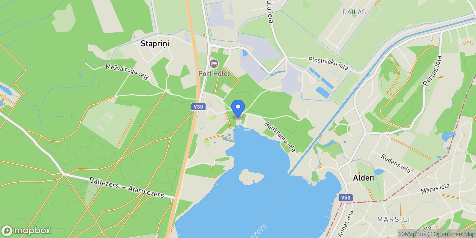 Map showing VeckÅ«lu iela 10, Baltezers, Ä€daÅ¾u pag., Ä€daÅ¾u nov., Baltezers, Latvia.