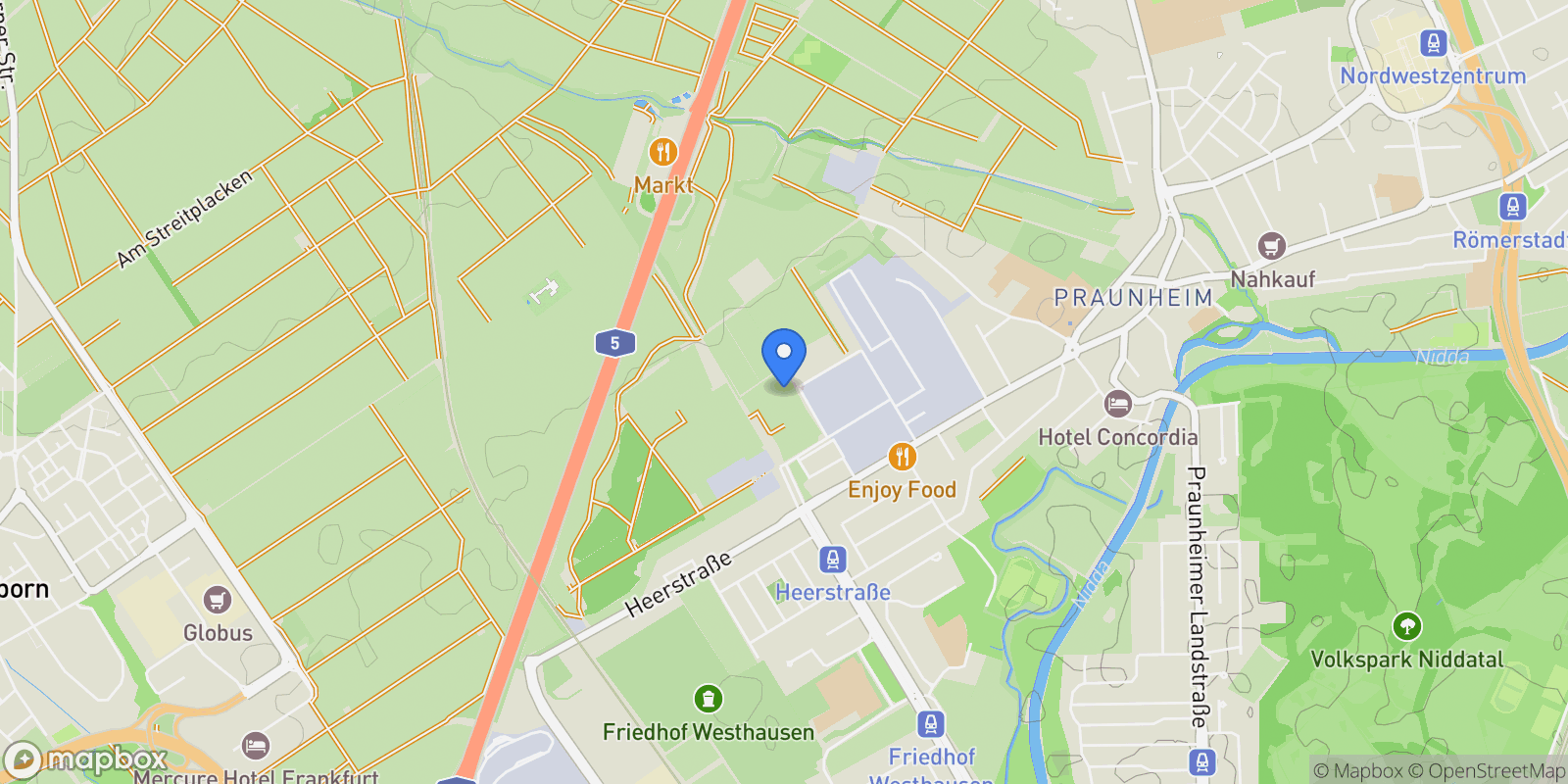 Map showing Frankfurt am Main, Hessen, Germany.