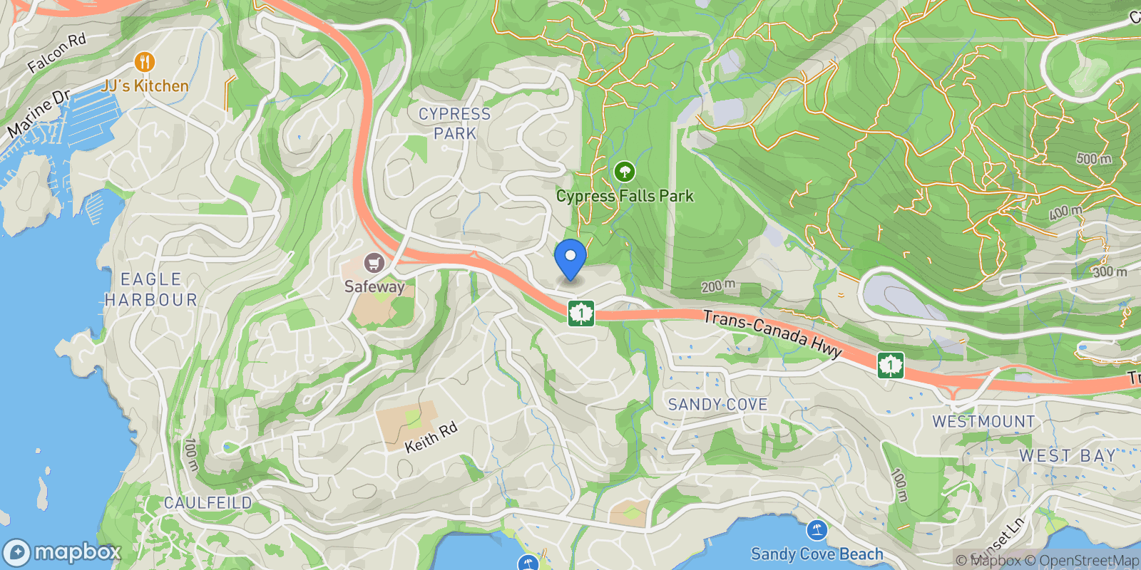 Map showing 4375 Woodcrest Road, West Vancouver, BC V7S 2V9, West Vancouver, British Columbia, Canada.