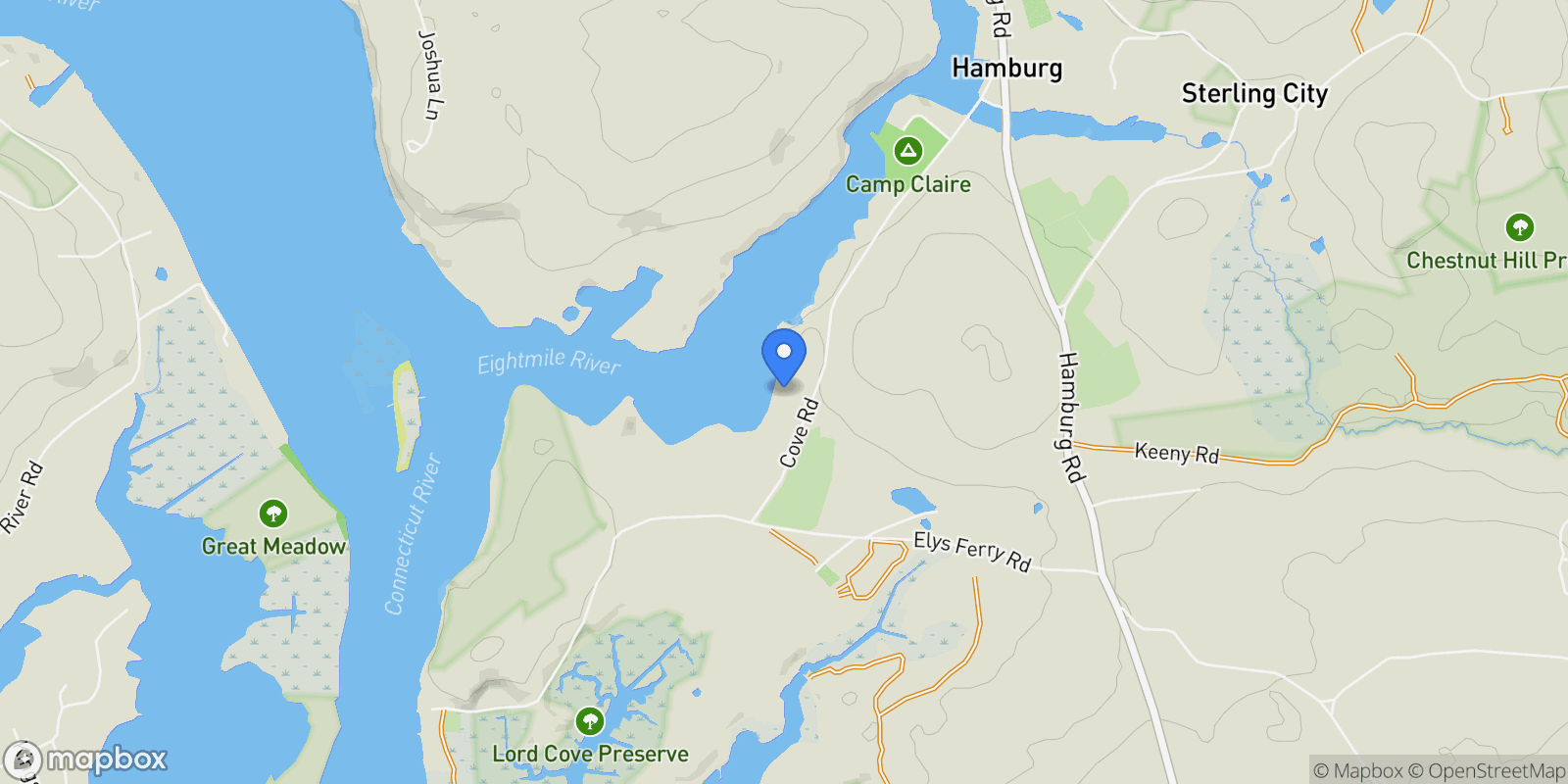 Map showing 95 Cove Road, Lyme, CT, 06371, USA, Lyme, Connecticut, United States.