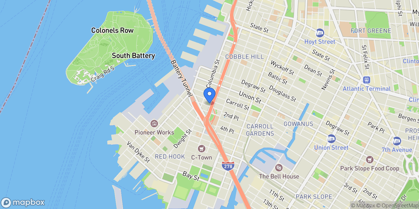 Map showing Woodhull Street Condos, 51 WOODHULL ST, New York, New York, United States.